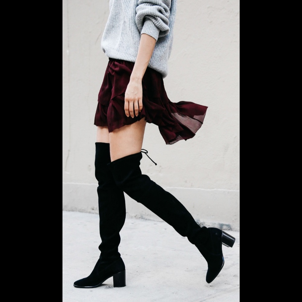 FRYE Julia Stretch Thigh High OTK Boot 7 in black suede